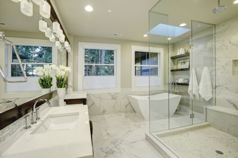 Luxury bathroom with rainfall shower